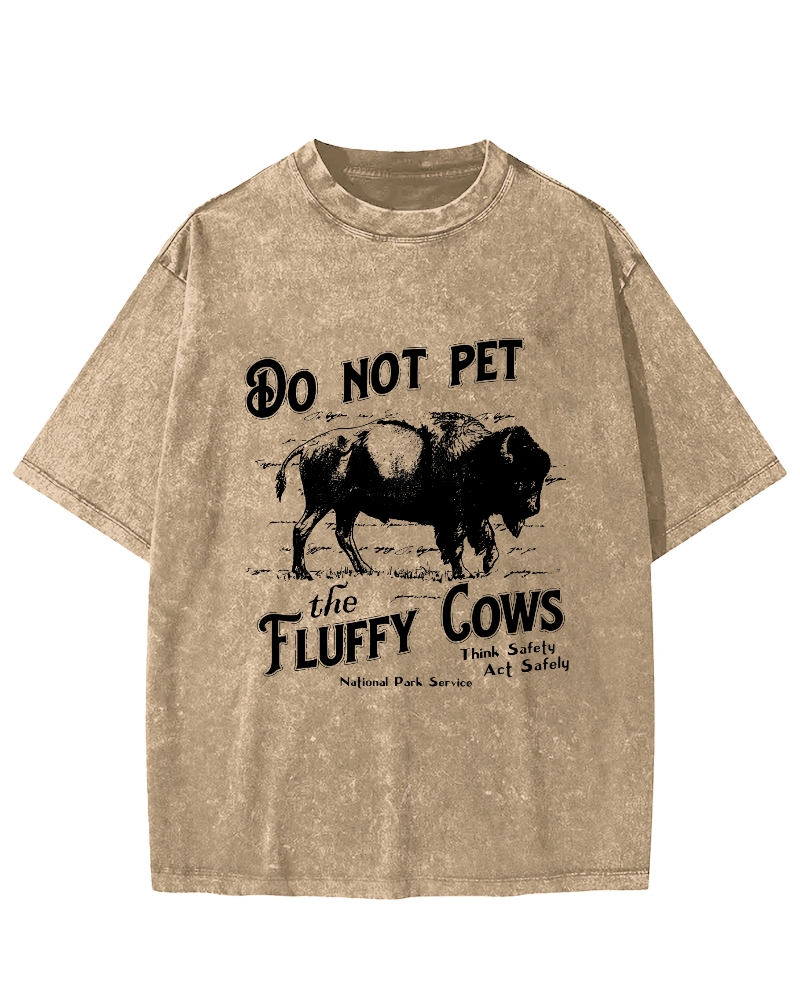 Do Not Pet The Fluffy Cows Vintage Distressed T-shirt-Zazasy