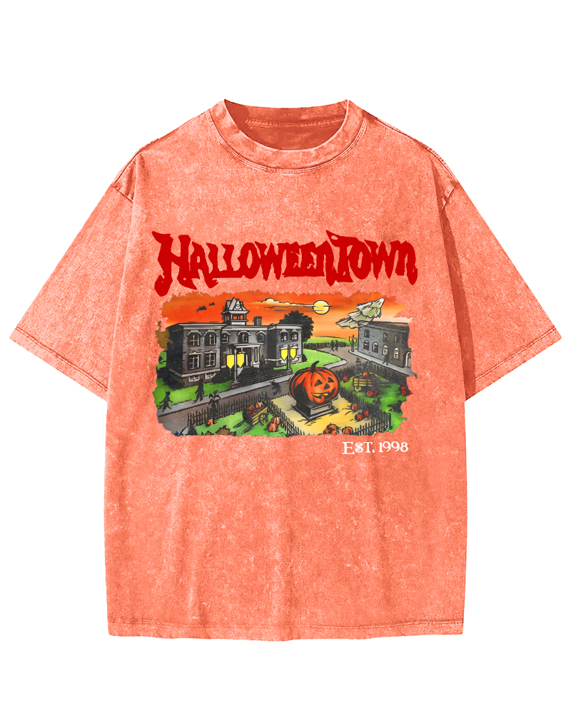 Halloween Town Vintage Washed T-shirt-Zazasy