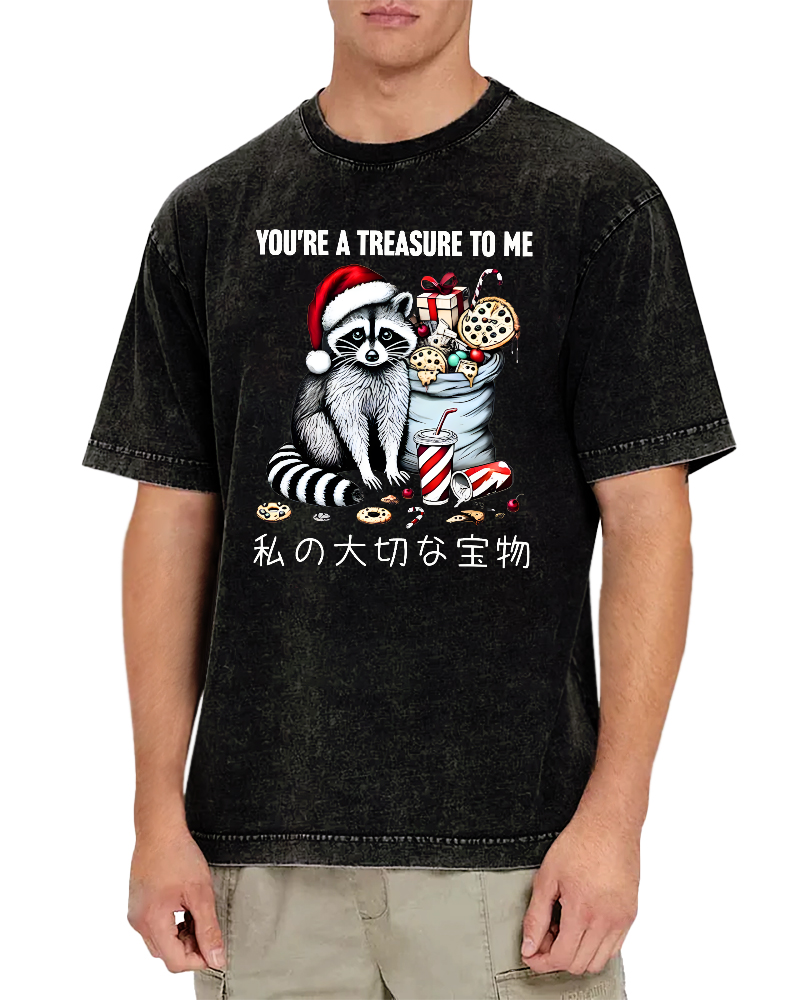 You are my treasure, Christmas wild raccoon Vintage Washed T-shirt