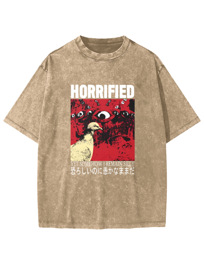 Abstract Pigeon Pattern Japanese Style Vintage Distressed T-shirt-Zazasy