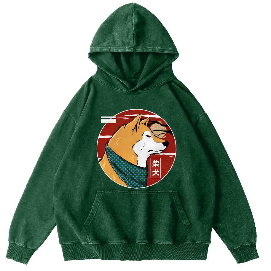 Cute Shiba Inu Vintage Distressed Hoodie-Zazasy