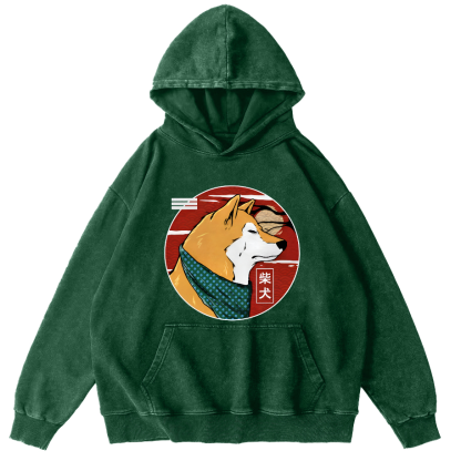 Cute Shiba Inu Vintage Distressed Hoodie-Zazasy