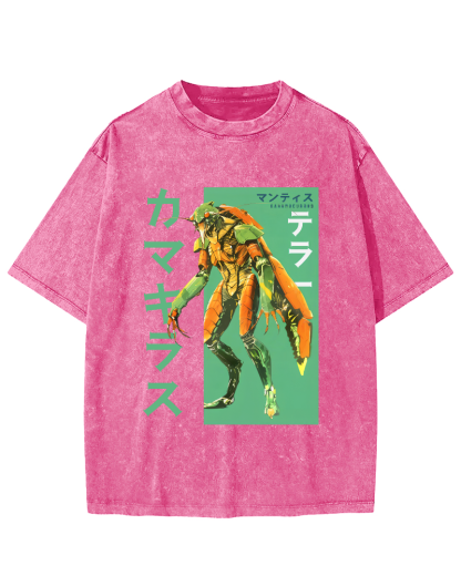 Mantis Monster Japanese Style Vintage Washed T-shirt-Zazasy