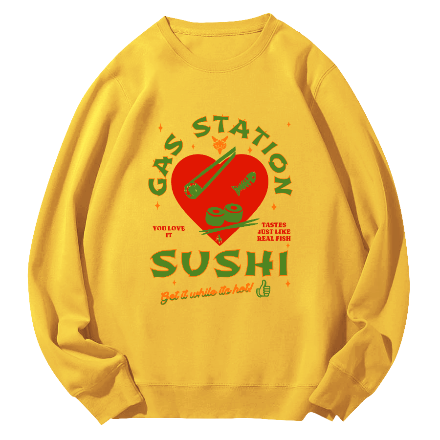 I like Sushi, Japanese Style Round Neck Sweatshirt-Zazasy