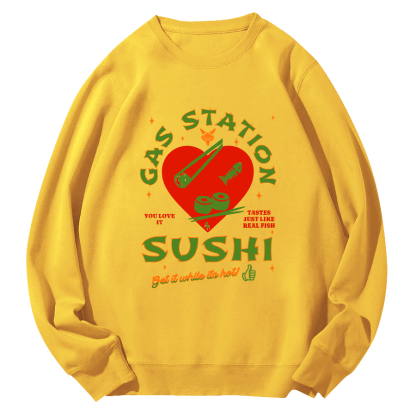 I like Sushi, Japanese Style Round Neck Sweatshirt-Zazasy