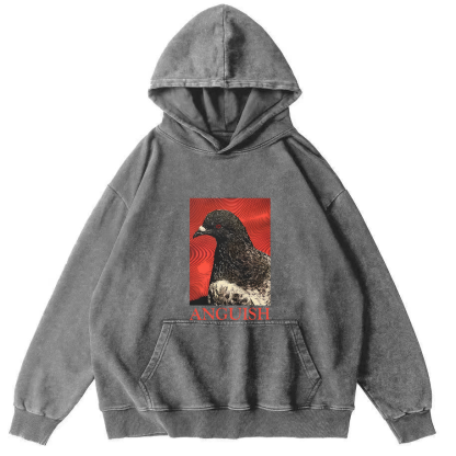Retro Pigeon Pattern Vintage Distressed Hoodie-Zazasy