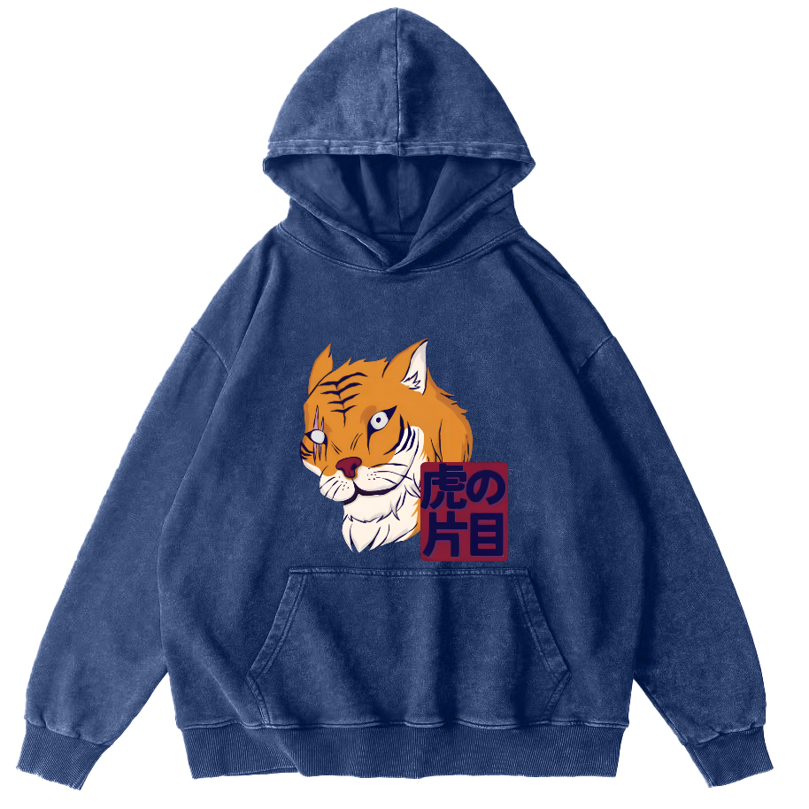 Japanese Tiger Vintage Washed Hoodie-Zazasy