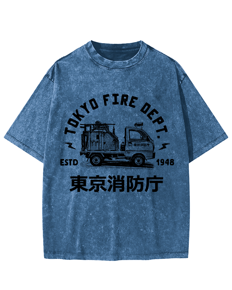 Tokyo Fire Department Vintage Washed T-shirt-Zazasy