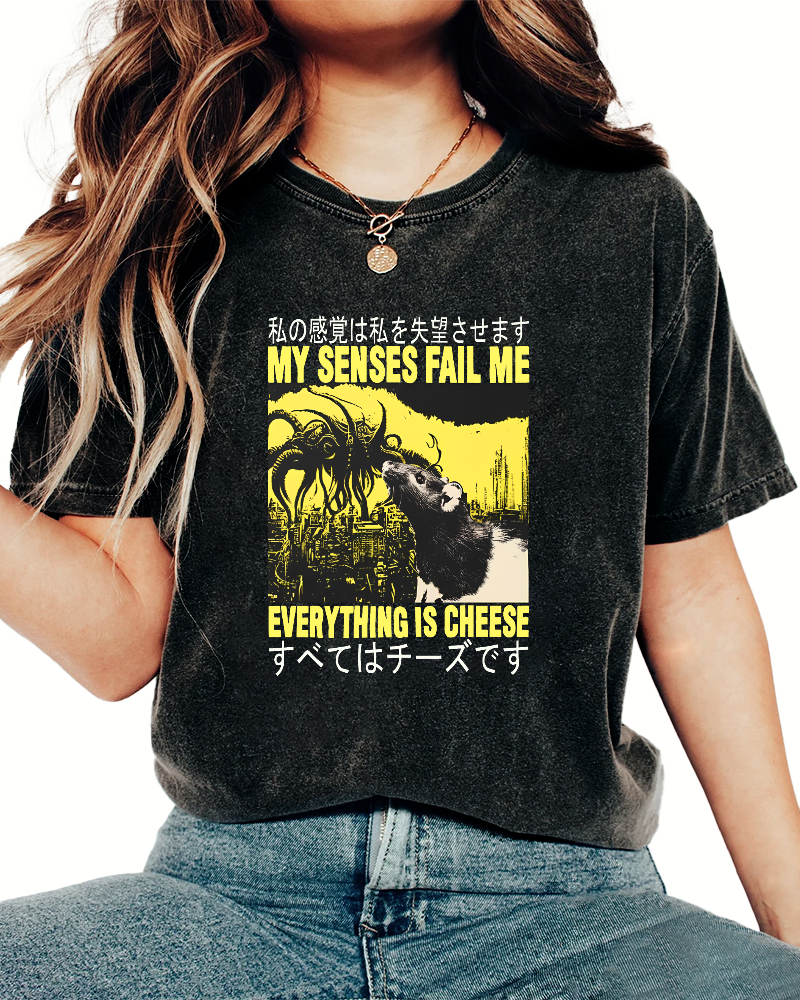 Retro Mouse Pattern Japanese Style Vintage Distressed T-shirt-Zazasy