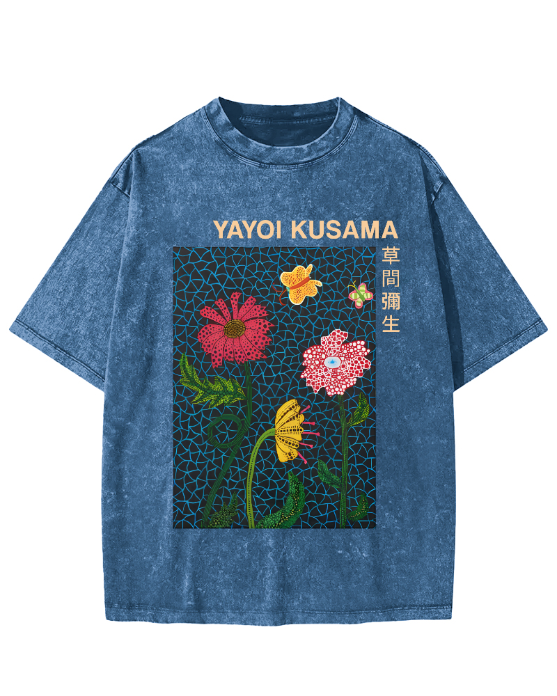 Yayoi Kusama Flower Art Vintage Washed T-shirt