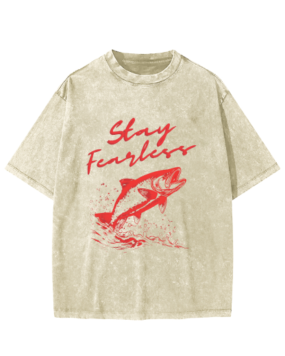 Ocean Salmon Leisure Vintage Distressed T-shirt-Zazasy