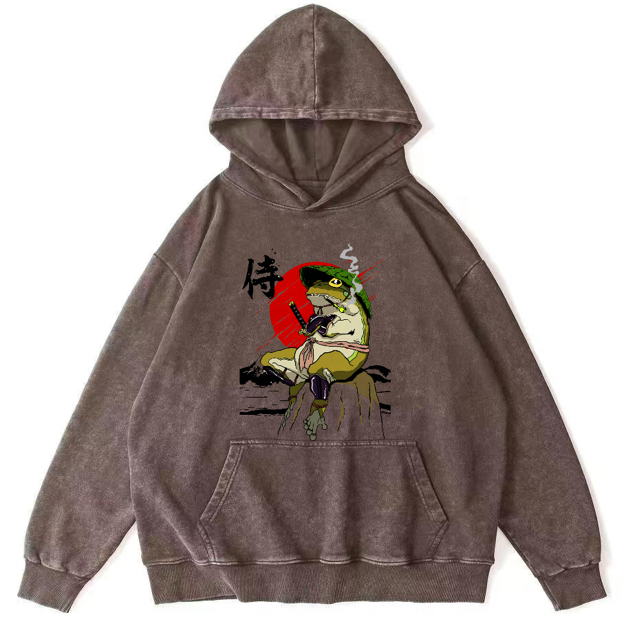 Frog Guard Japanese Style Vintage Distressed Hoodie-Zazasy