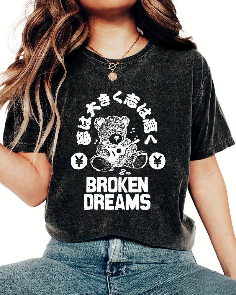 Broken Dreams  Vintage Washed T-shirt-Zazasy