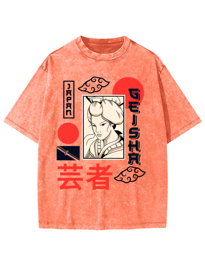 Yunzhe Japanese Style Vintage Washed T-shirt-Zazasy