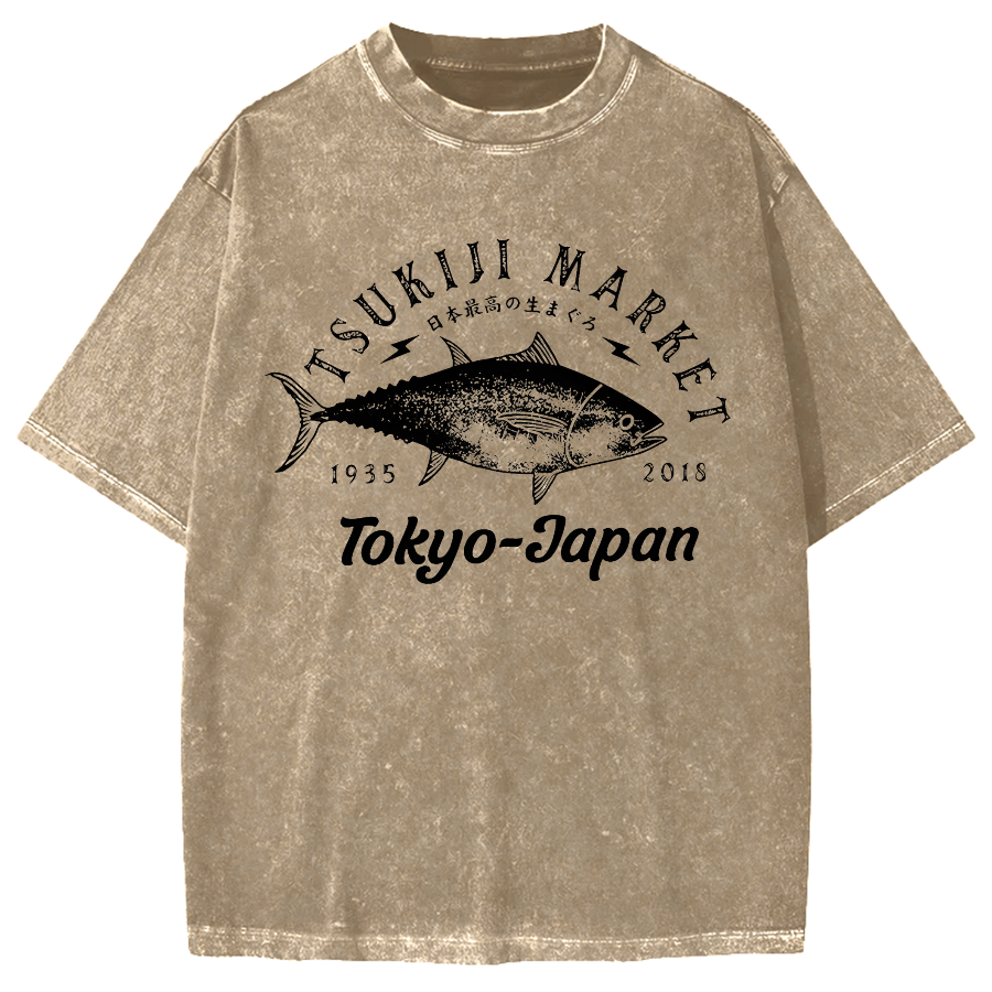Japan Tsukiji Market Vintage Washed T-shirt