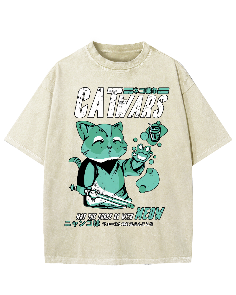 Cat Wars Vintage Washed T-shirt