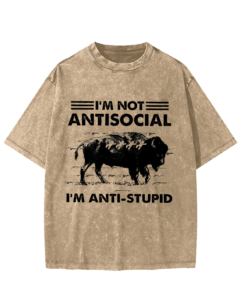 Funny Bison Vintage Distressed T-shirt-Zazasy