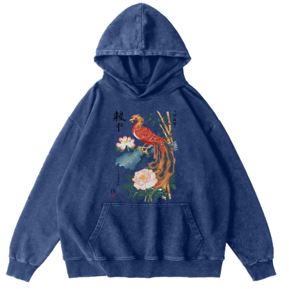 Proud Peacock Japanese Style Vintage Distressed Hoodie-Zazasy