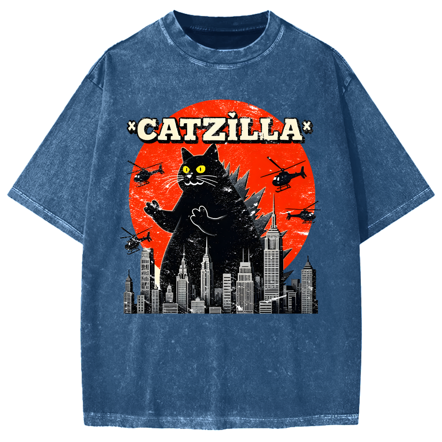 Parody Black Cat Vintage Washed T-shirt