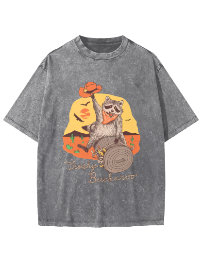 Raccoons Celebrating Halloween Vintage Distressed T-shirt-Zazasy