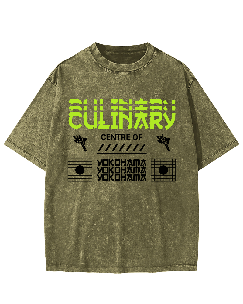Yokohama Culinary Center City Vintage Washed T-shirt-Zazasy