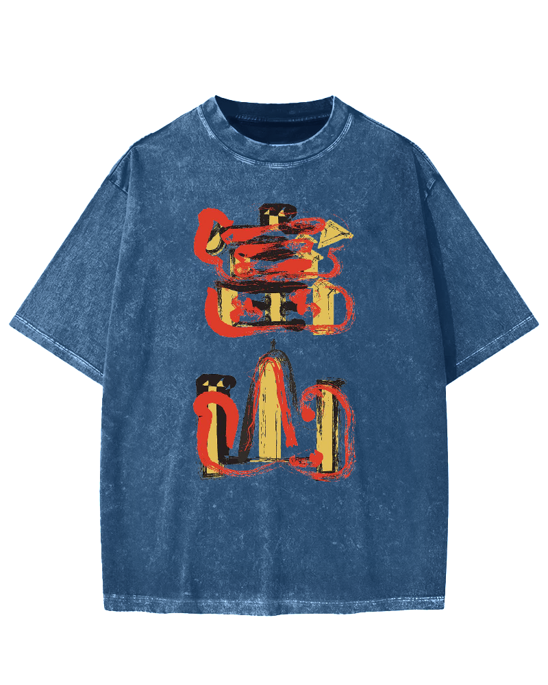 Toyama City Japanese Artistic Kanji Vintage Washed T-shirt