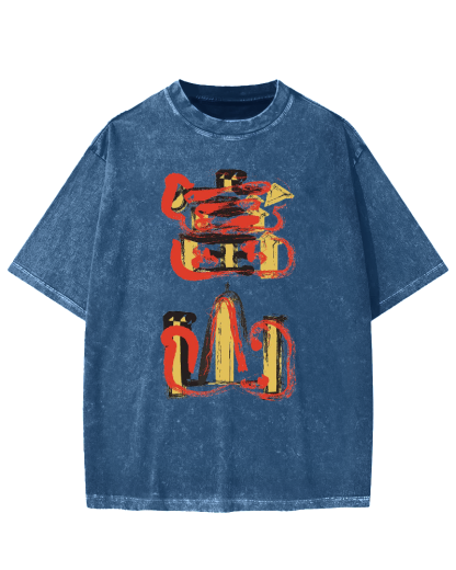Toyama City Japanese Artistic Kanji Vintage Washed T-shirt
