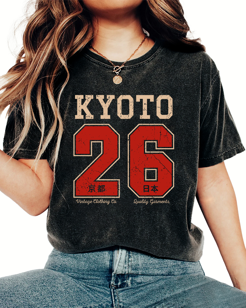 Kyoto Japan No. 26 Vintage Washed T-shirt-Zazasy