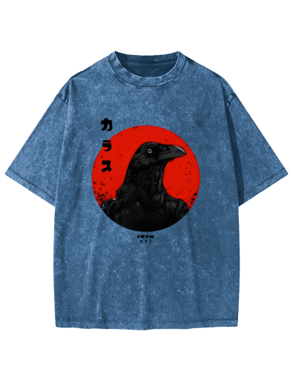 Crow Japanese Vintage Distressed T-shirt-Zazasy