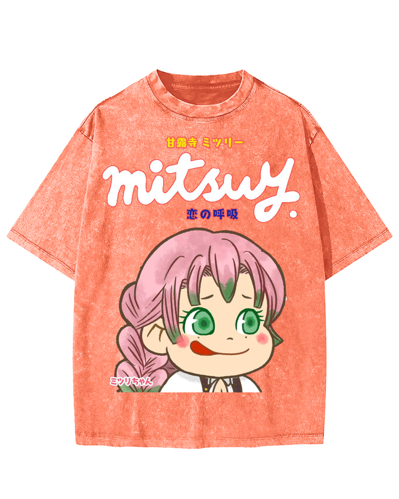 Japanese Anime Mitsuri Vintage Washed T-shirt