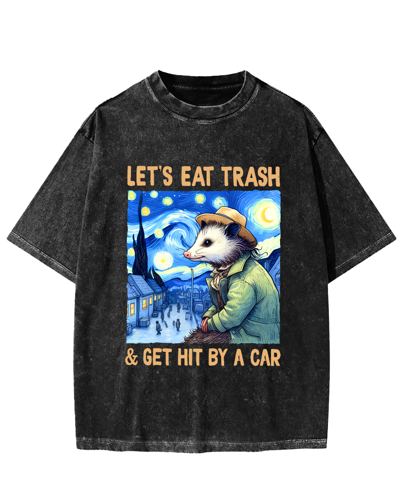 Lets Eat Trash Vintage Distressed T-shirt-Zazasy