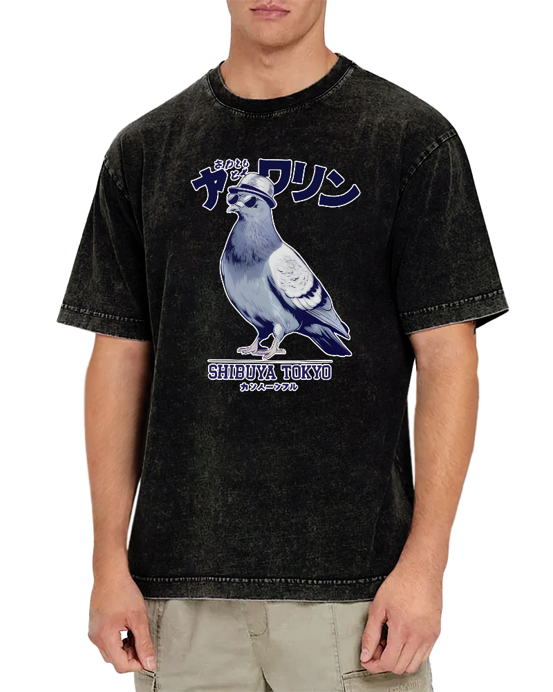 Shibuya pigeon Vintage Washed T-shirt