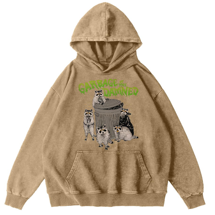 Cute Little Raccoon Vintage Distressed Hoodie-Zazasy