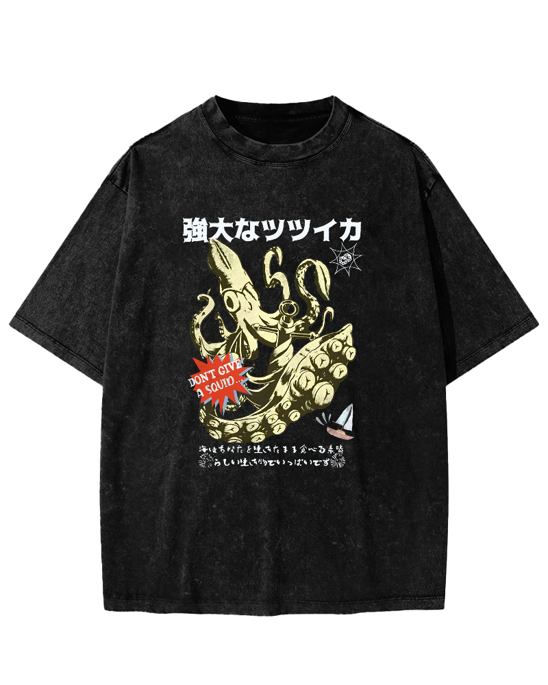 Powerful Japanese Style Octopus Vintage Distressed T-shirt-Zazasy