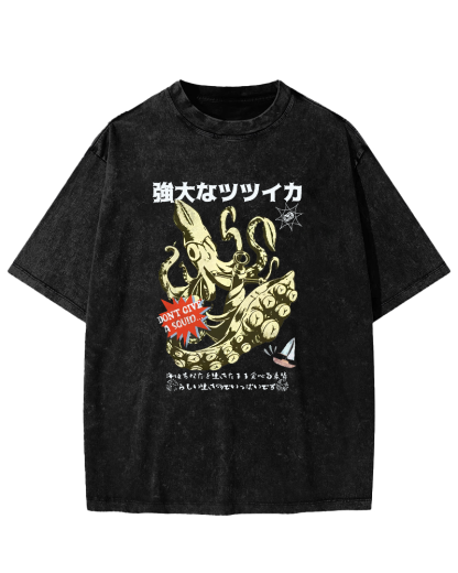 Powerful Japanese Style Octopus Vintage Distressed T-shirt-Zazasy