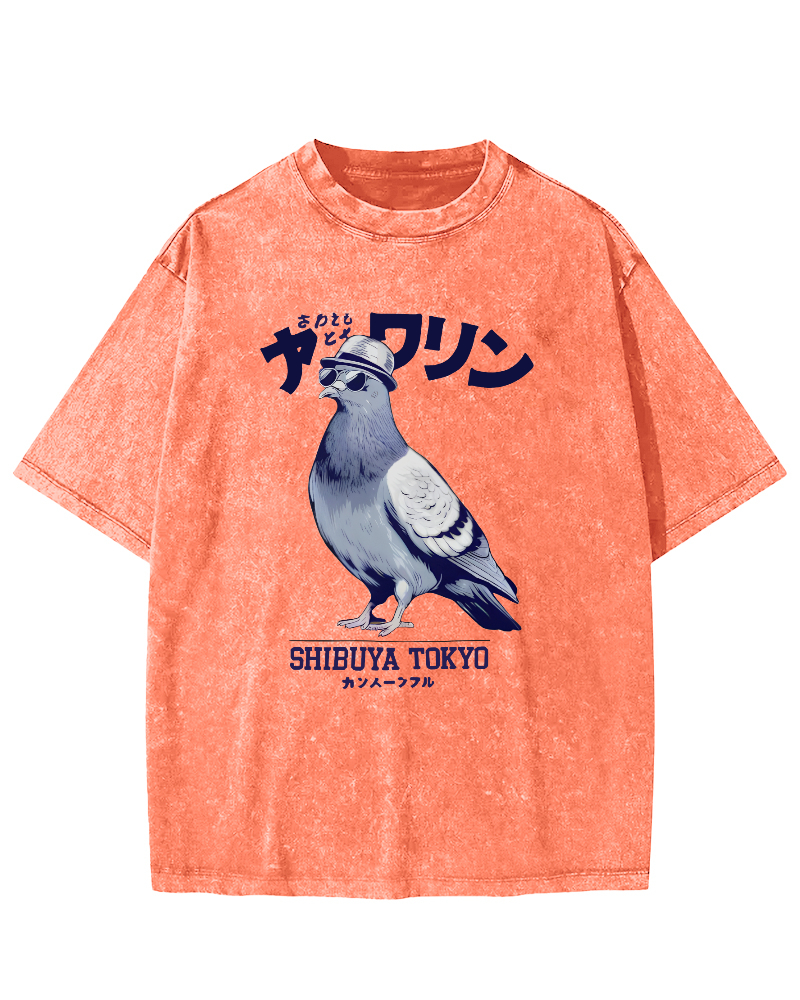 Shibuya pigeon Vintage Washed T-shirt