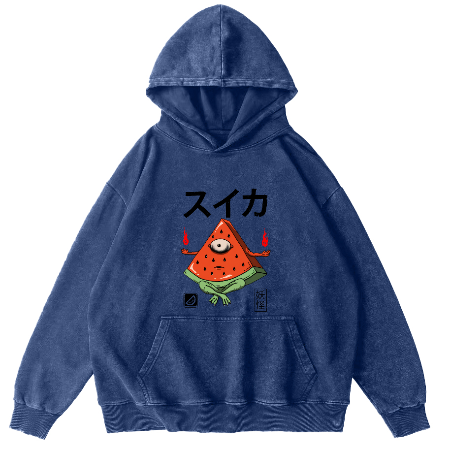 Watermelon Monster Japanese Vintage Distressed Hoodie-Zazasy