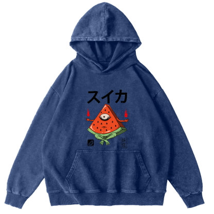 Watermelon Monster Japanese Vintage Distressed Hoodie-Zazasy