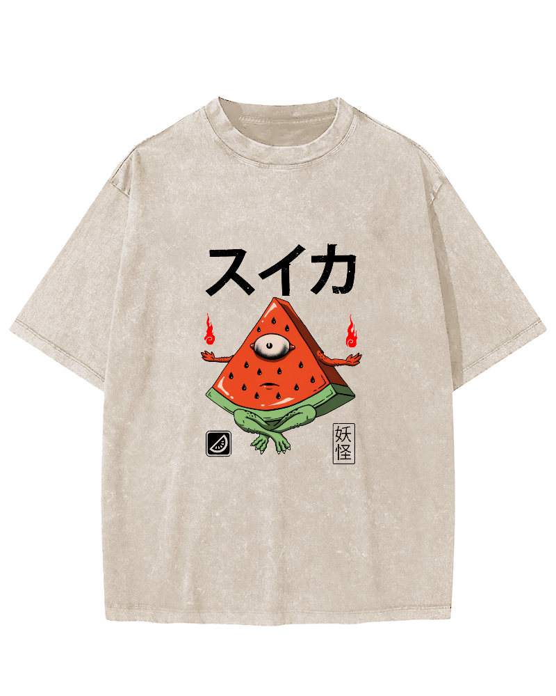 Watermelon Monster Japanese Vintage Distressed T-shirt-Zazasy