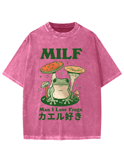 Funny MILF Froggy Vintage Washed T-shirt