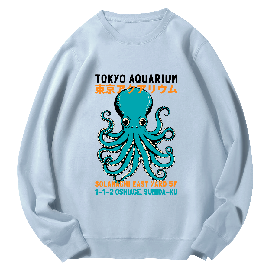 Tokyo Octopus Round Neck Sweatshirt-Zazasy