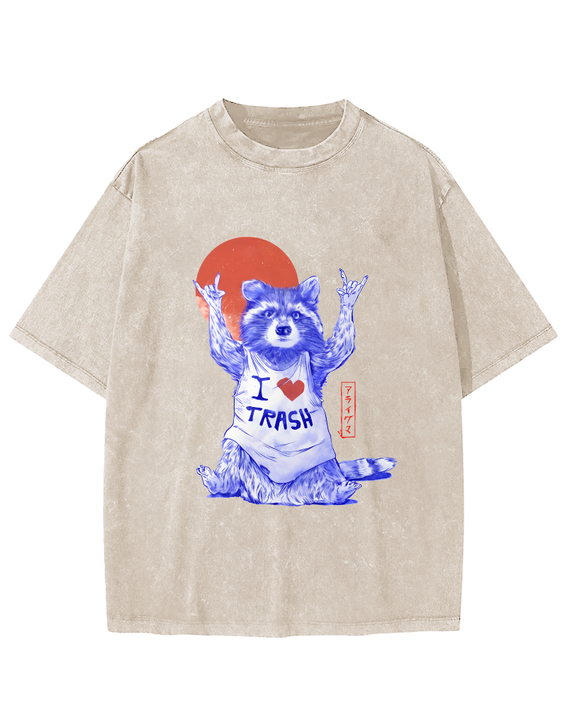 I Love Trash Vintage Distressed T-shirt-Zazasy