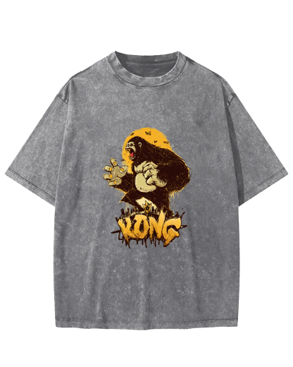 Retro Gorilla Pattern Vintage Distressed T-shirt-Zazasy