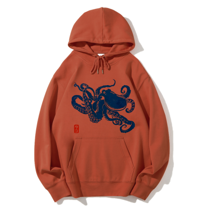 Japanese Octopus Cotton Hoodie