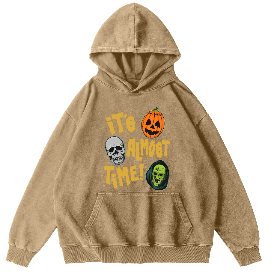 It‘s Almost Time ﻿ Vintage Washed Hoodie-Zazasy
