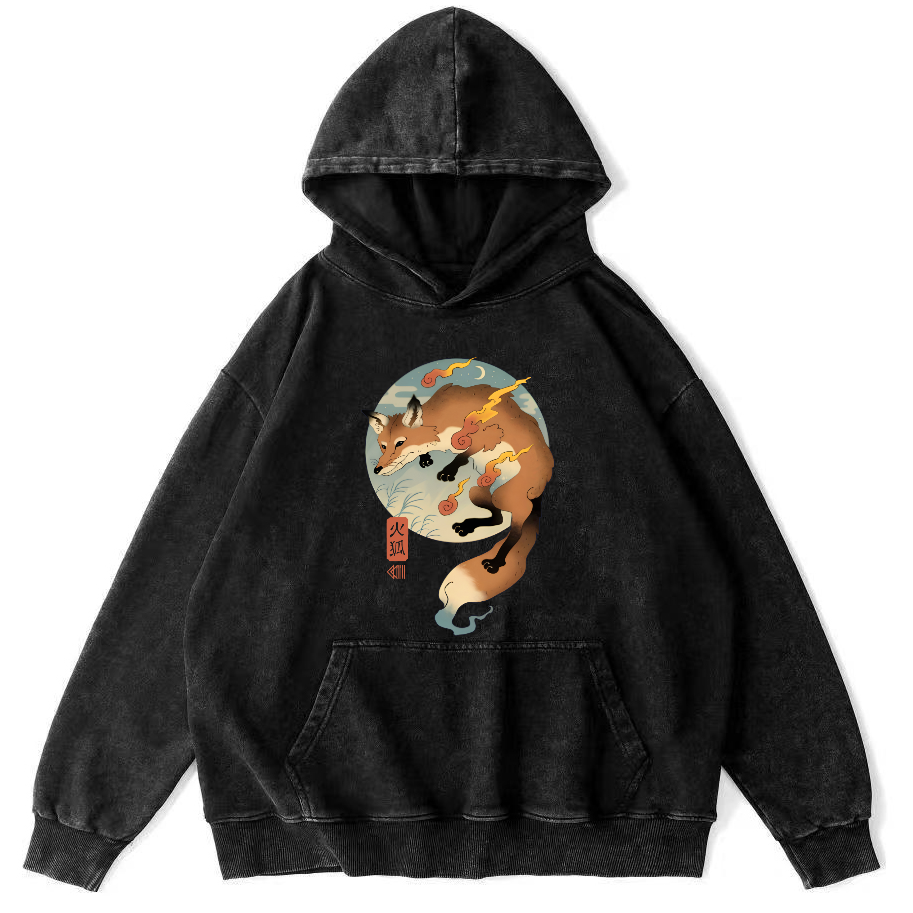 Firefox Japanese Vintage Distressed Hoodie-Zazasy
