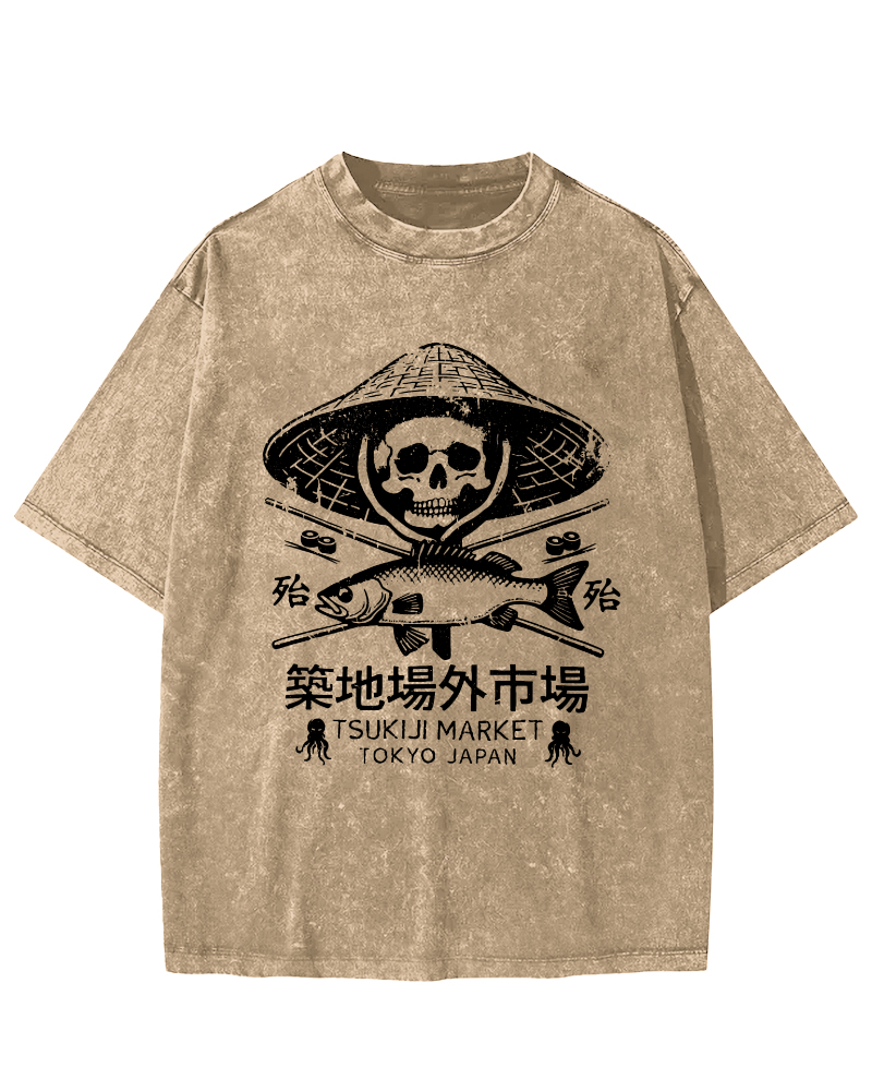 Off Site Market of Tsukiji Vintage Washed T-shirt-Zazasy