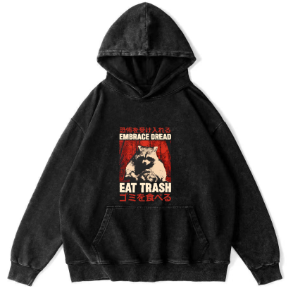 Raccoon Pattern Japanese Style Vintage Distressed Hoodie-Zazasy