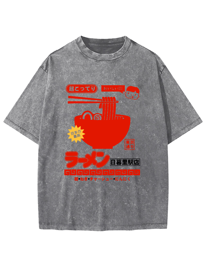Tokyo Lamian Noodles Vintage Washed T-shirt-Zazasy