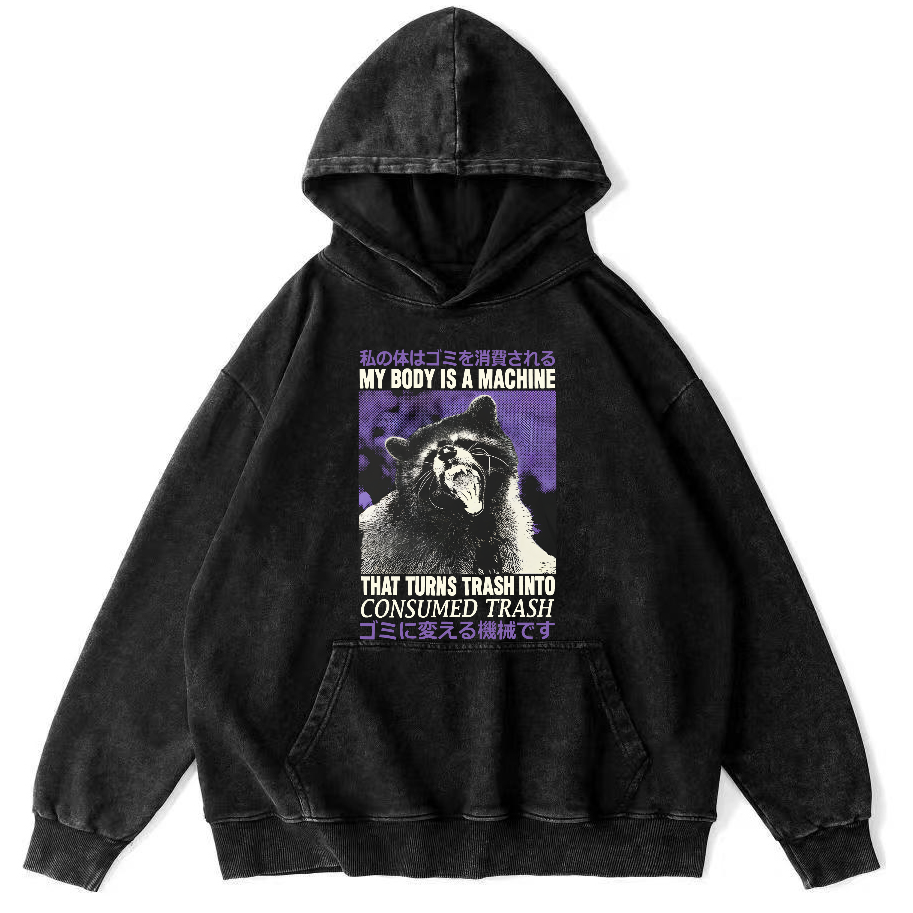 Angry Raccoon Vintage Distressed Hoodie-Zazasy
